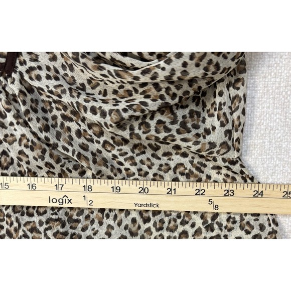 Easel Sheer Blouse Size Small Women's Leopard Print Tie Neck Boho Long Sleeves - Picture 5 of 9